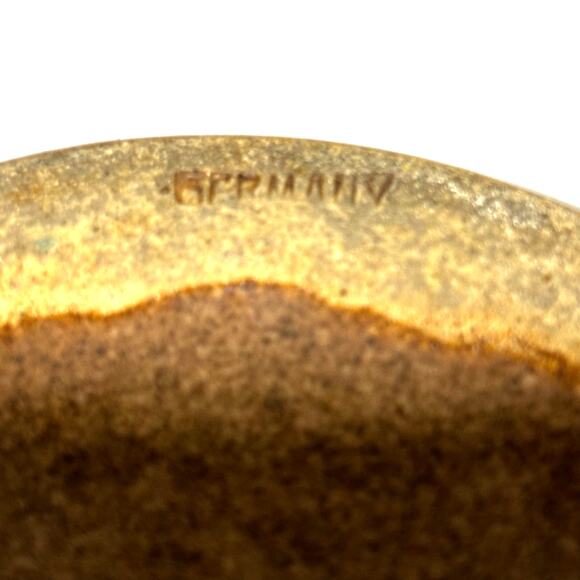 Vintage VEB Haldensleben Germany Stoneware Pottery Vase Cobalt Blue & Caramel - Picture 5 of 9